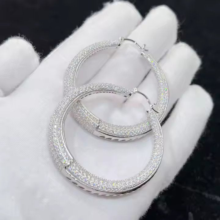 Hoop Earrings - VVS Moissanite, Sterling Silver