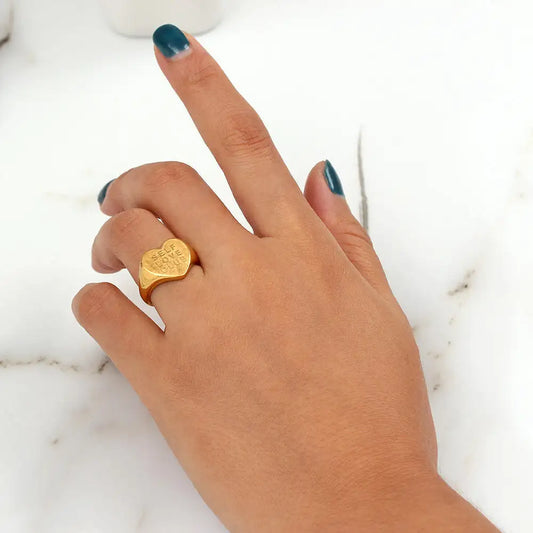 Love Heart Shape Letter Finger Rings