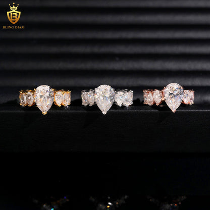 Pear-shaped moissanite ring