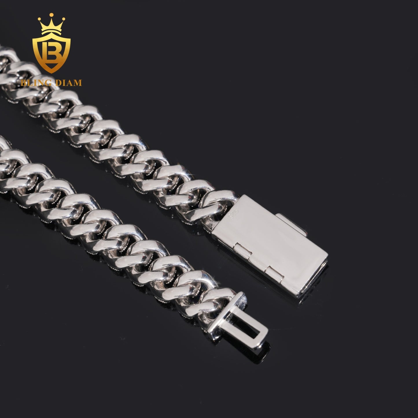 18mm Moissanite 925 Sterling Silver Cuban Link Chain