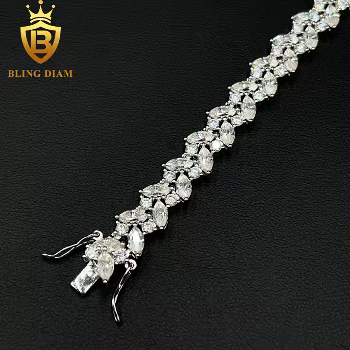 Marquise Moissanite Tennis Bracelet | 9.3mm | 925 Silver
