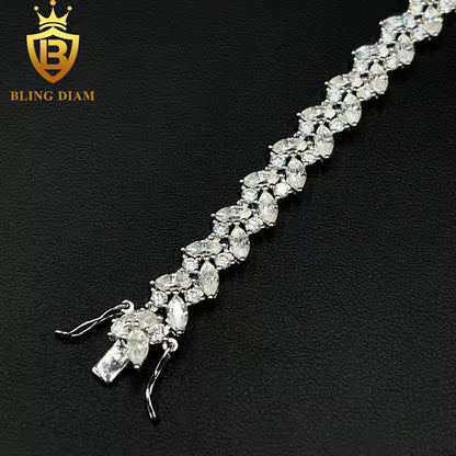 Marquise Moissanite Tennis Bracelet | 9.3mm | 925 Silver