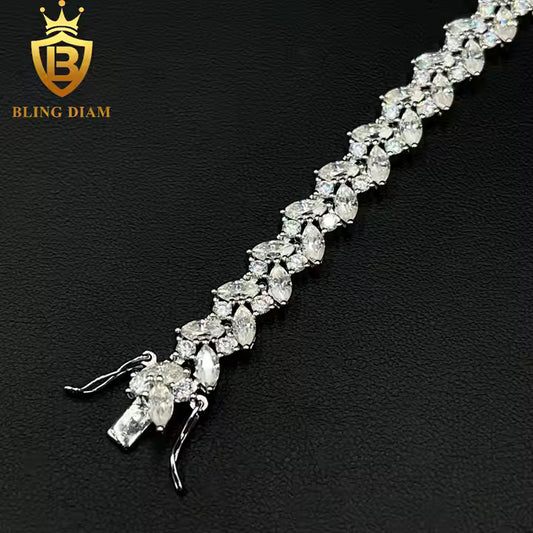Marquise Moissanite Tennis Bracelet | 9.3mm | 925 Silver