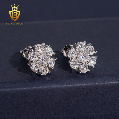 D Color VVS Moissanite Flower Stud Earrings