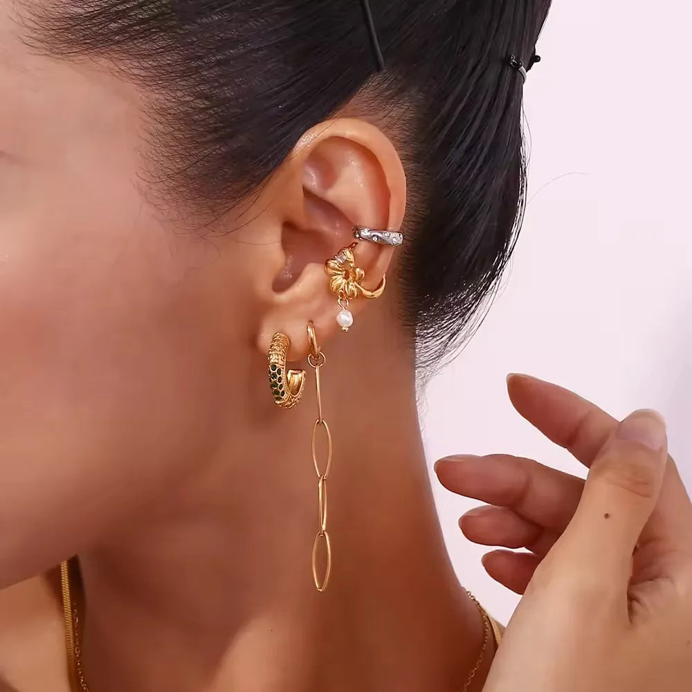 Flower Snake Clip-on Earrings