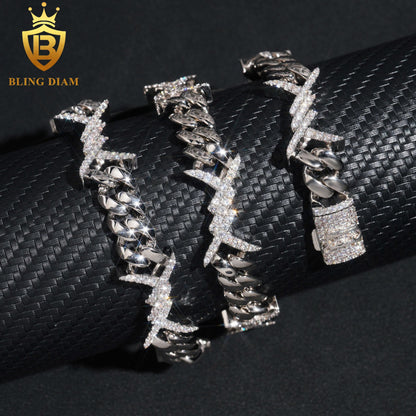 13mm Sharp 925 Sterling Silver Moissanite Chain