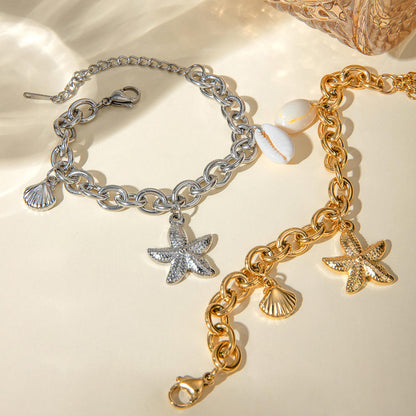 Seashell Starfish Link Chain Pendant Bracelets