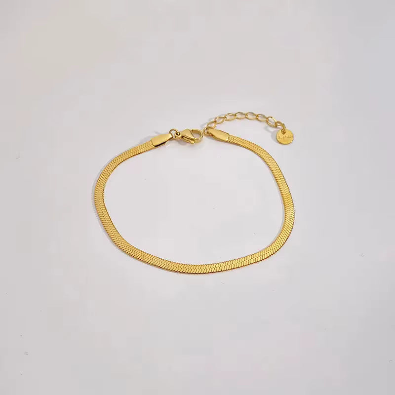 Flat Snake Chain Herringbone Bracelet