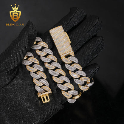 Silver 925 Yellow Gold Two Tone 15mm Big Cuban chain