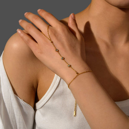 Crystal Stone Hand Chain Ring Bracelet