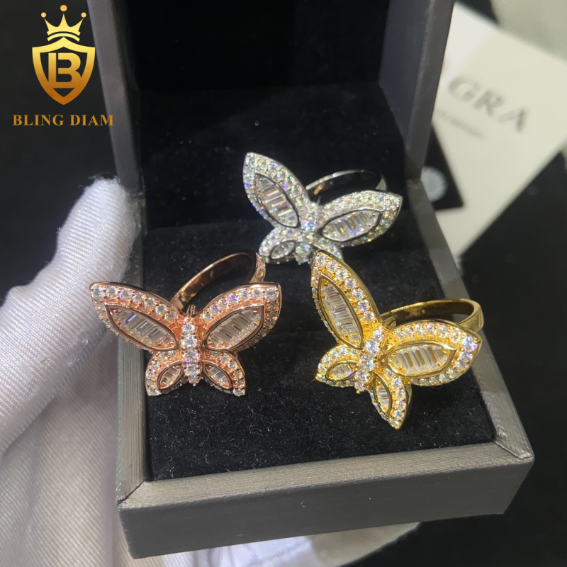 Butterfly-shape moissanite ring