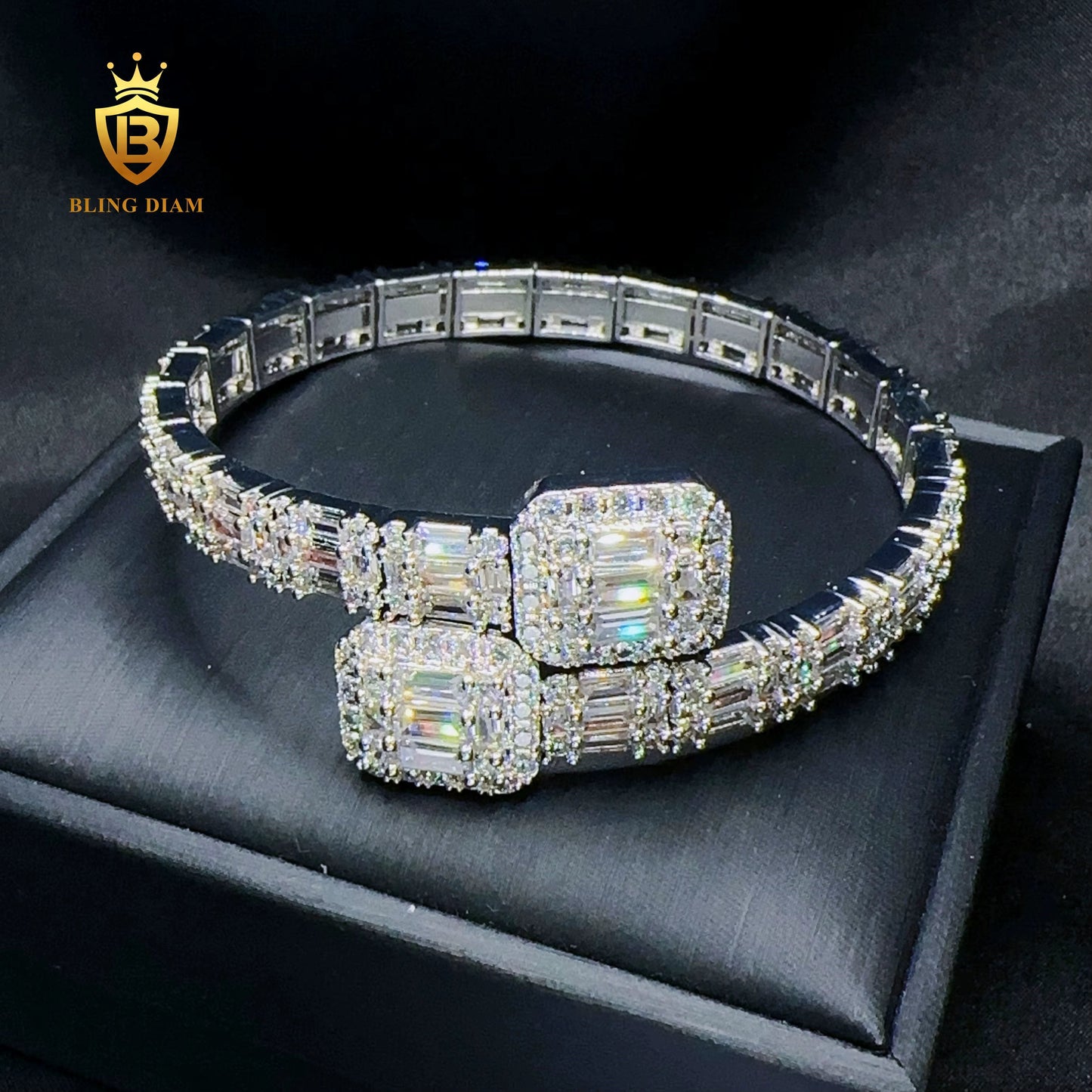 Wide Baguette Bangle Bracelet