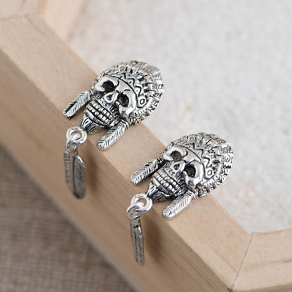 Skull Feather Earrings