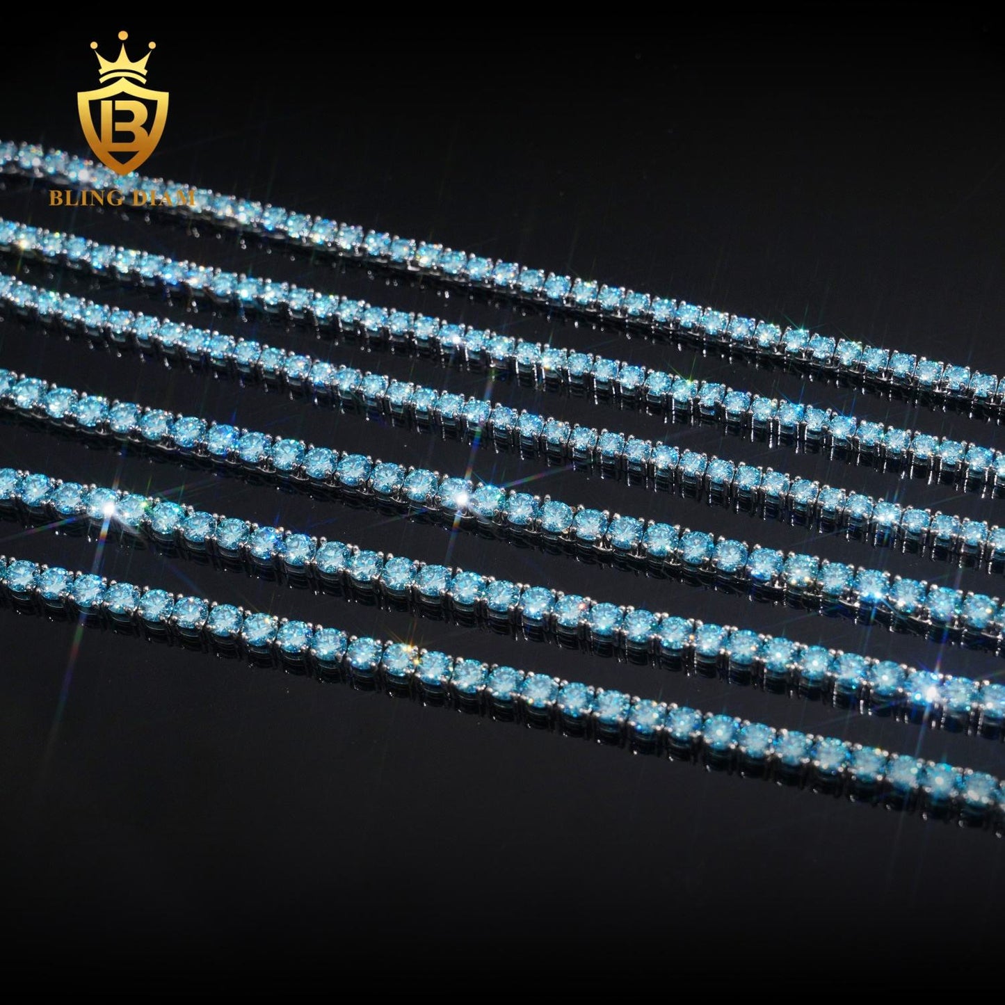Sea Blue Moissanite sterling silver Tennis Chain