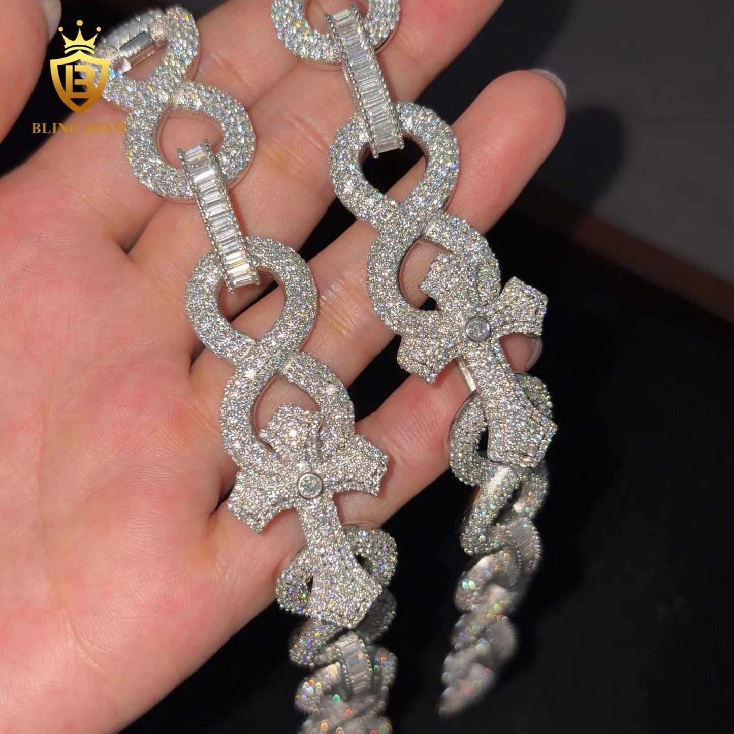 Iced Out Colored Stone Cuban Link Bracelet