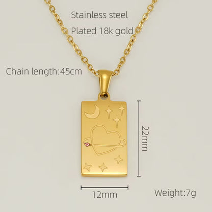 Rectangle Zircon Cross Pendant Necklace