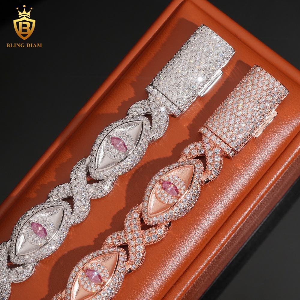 Rose Gold Pink Marquise Eye Infinity Cuban Bracelet