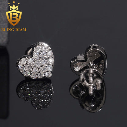 Pavé Moissanite Heart Stud Earrings