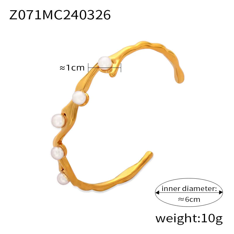 Flower Pearl Bangle Bracelet