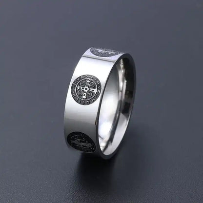 Relief Catholic St Saint Benedict Exorcism Cross Ring