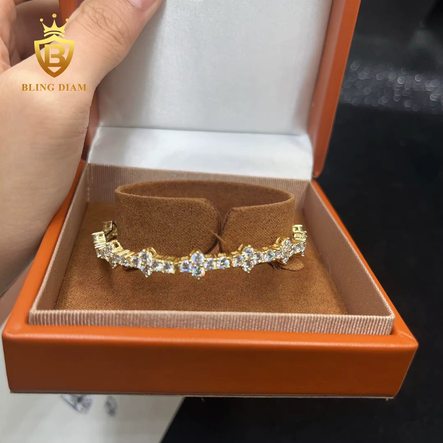 Round Brilliant Cut Cross Moissanite Tennis Bracelet