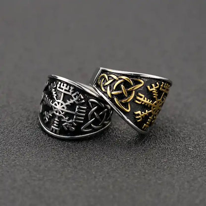 Nordic Viking compass Vegvisir Celtic Knot ring