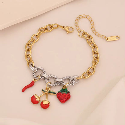 Fruit Series Cherry Strawberry Charm Bracelet