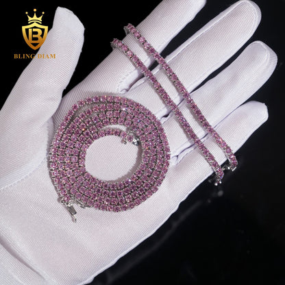 Purple Moissanite Sterling silver Tennis Chain