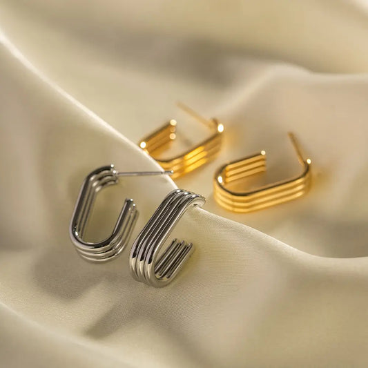 U-shaped Three Layer Stud Earrings