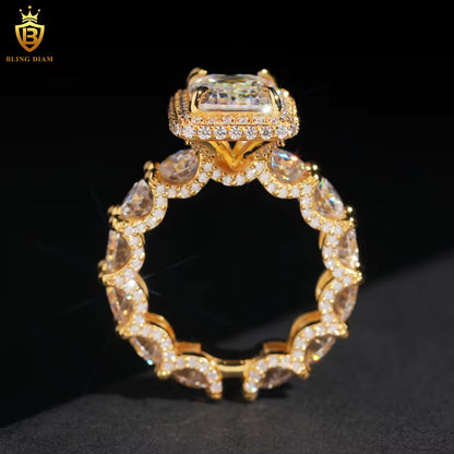 Emerald-cut iced-out ring