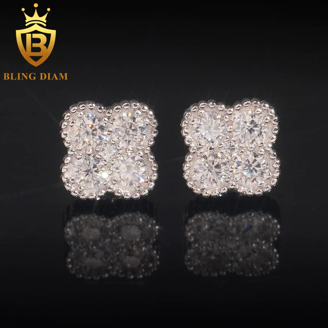 Four-Clover Cluster Moissanite Stud Earrings
