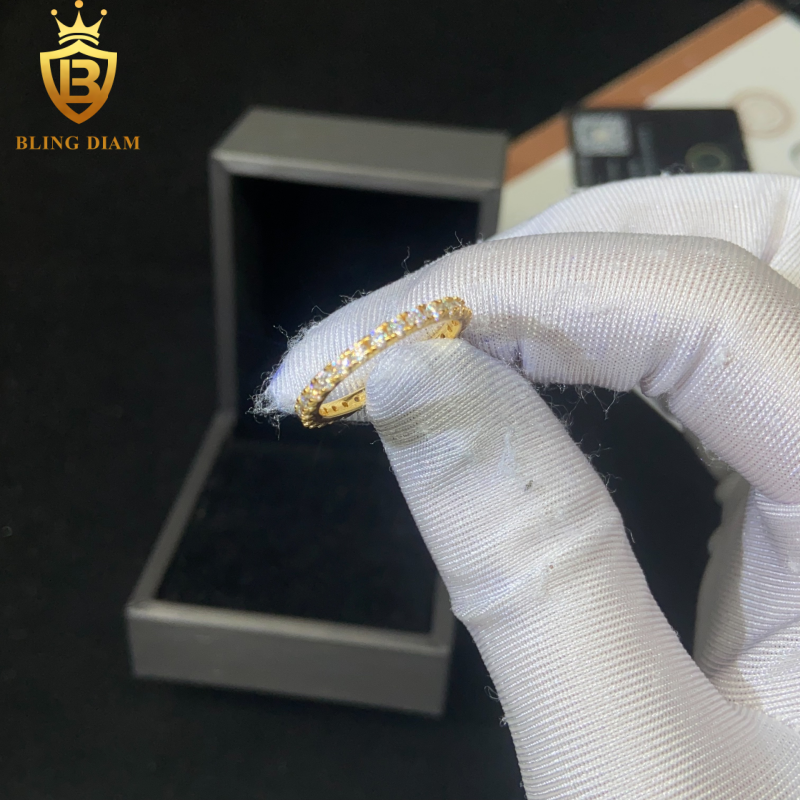 Iced-out moissanite ring