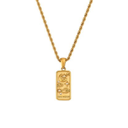 Zircon Tarot Card Pendant Necklace