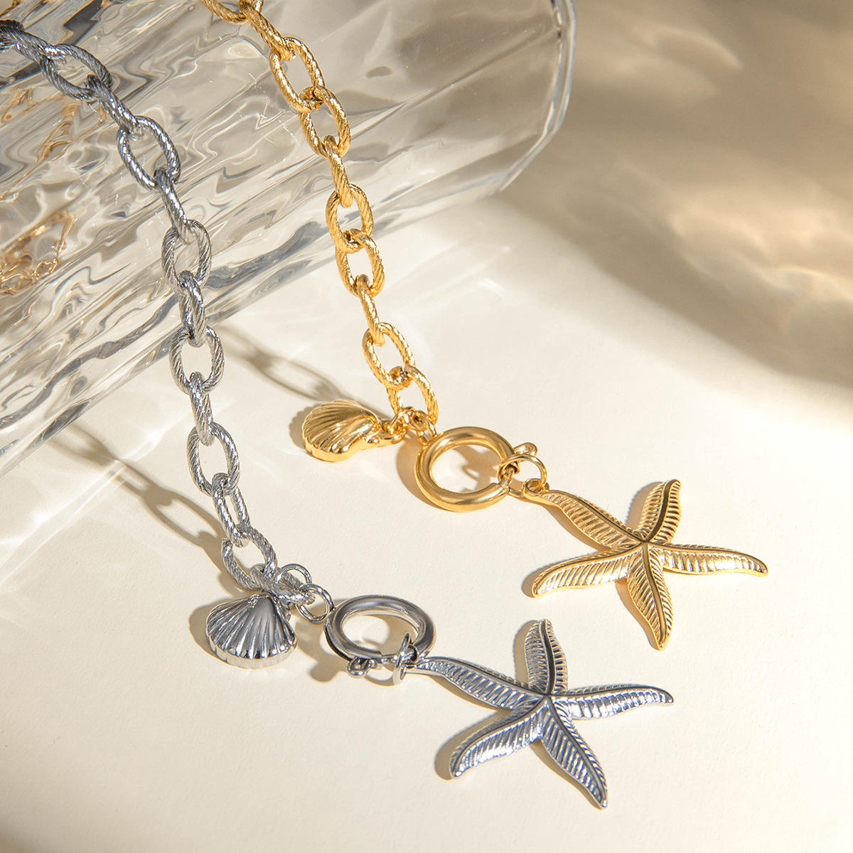 Seashell Starfish Link Chain Pendant Bracelets