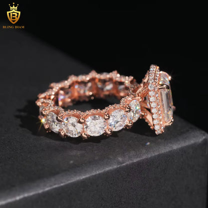 Emerald-cut iced-out ring