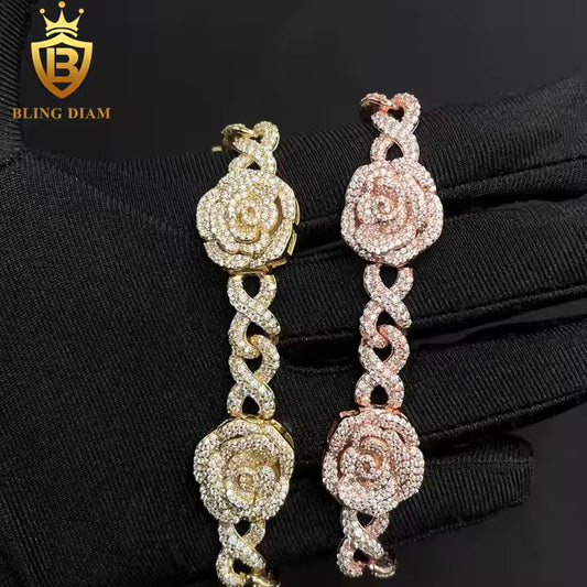 Rose Bracelet - VVS Moissanite, 18K Gold Plated & 924 Sterling Silver