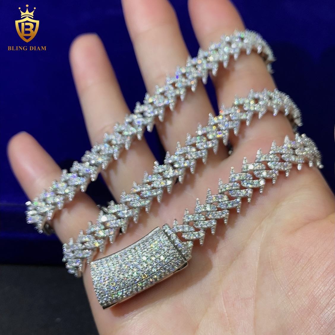 925 Silver Moissanite Cuban Link 10mm Chain
