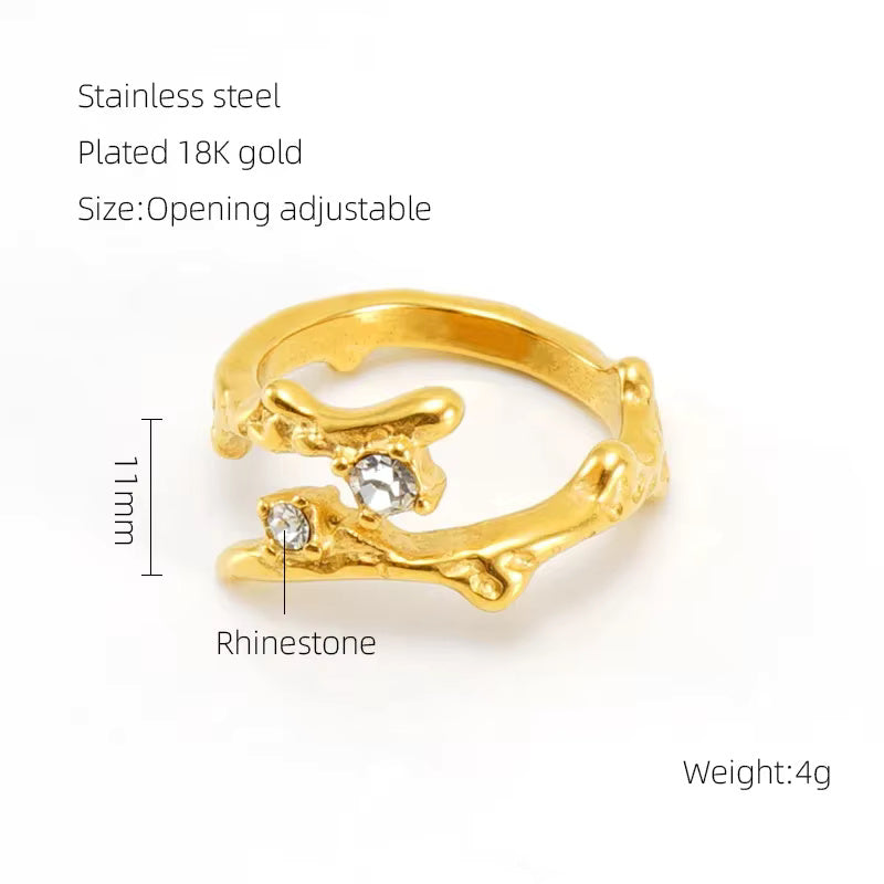 Irregular Surface Colorful Moonstone Ring