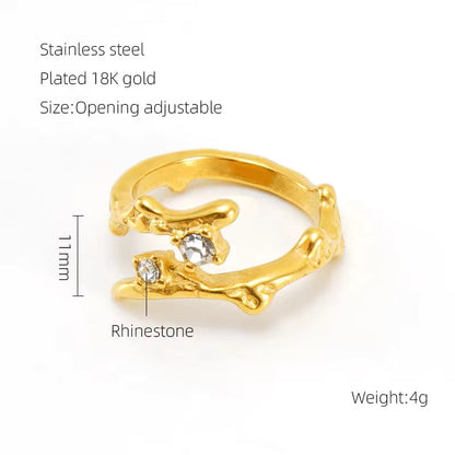 Irregular Surface Colorful Moonstone Ring