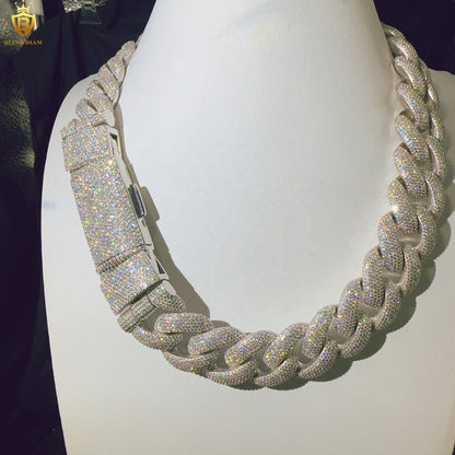 25mm D Color VVS Moissanite 925 silver chain