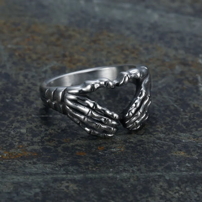 Heart Shape skeleton hands Ring