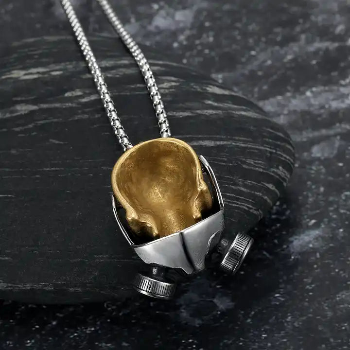 Gold Gas Mask Necklace