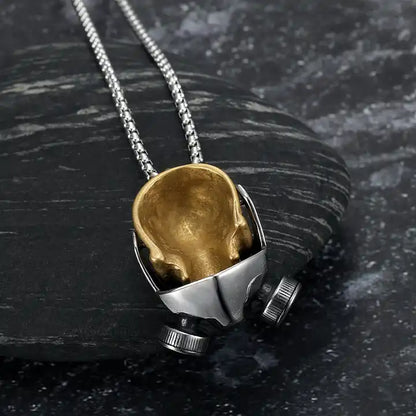Gold Gas Mask Necklace