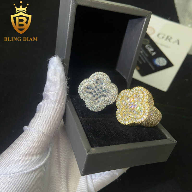 Iced-out men’s moissanite ring