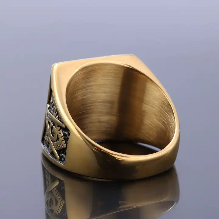 Masonic Black Stone Ring