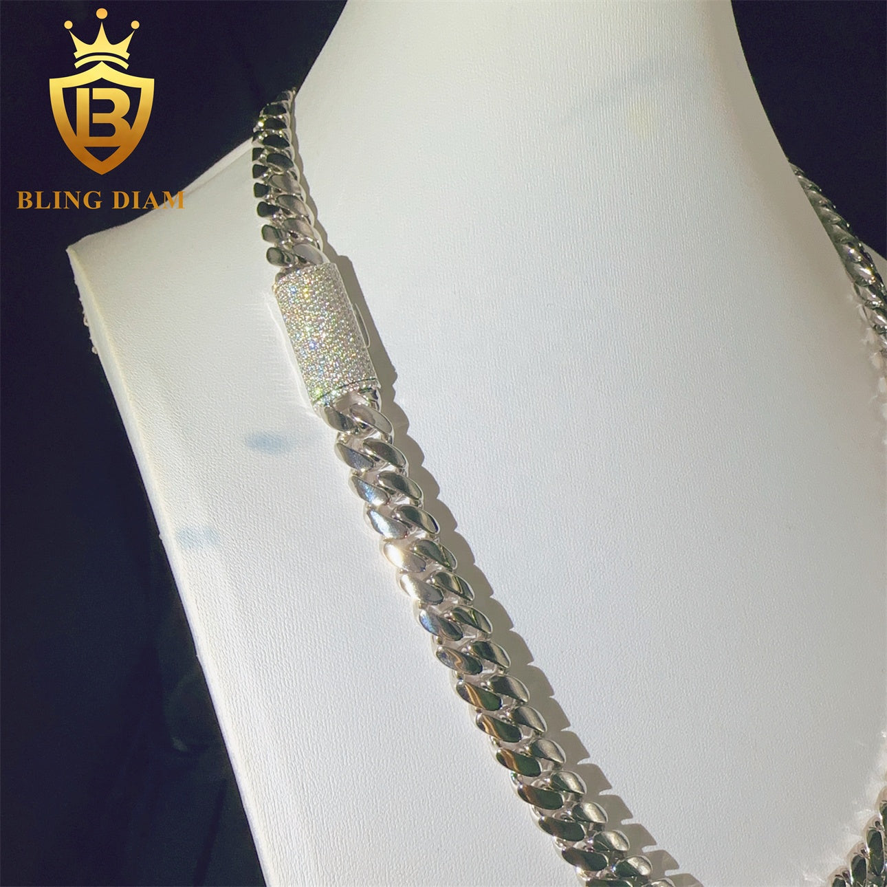 Miossanite 12mm Sterling Silver 925 Miami Cuban Link Chain