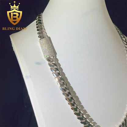 Miossanite 12mm Sterling Silver 925 Miami Cuban Link Chain