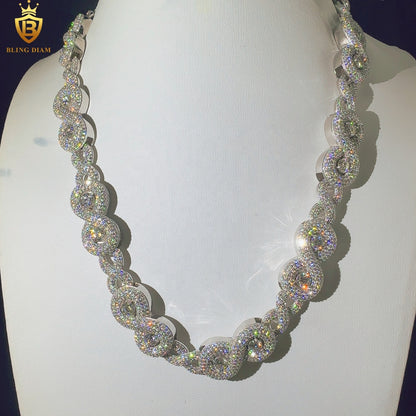 Miossanite 17mm Sterling Silver 925 Miami Cuban Link Chain