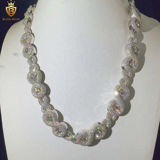 Miossanite 17mm Sterling Silver 925 Miami Cuban Link Chain