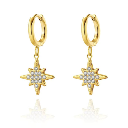 Zircon Butterfly Moon Square Heart Star Love Stud Earrings